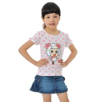 夏日时尚女童波点纯棉蝴蝶结短袖 美羊羊14XYYSSG08