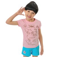 夏日女童泡泡袖纯棉短袖T恤 可爱美羊羊14XYYSSG29