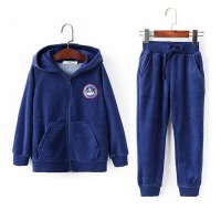 2016秋冬新款 男童天鹅绒拉链卫衣 长裤 休闲套装 百搭外套15SSB19