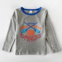 2016夏季新款男童纯棉长袖T恤灰色双桨划船字母图案FS127102