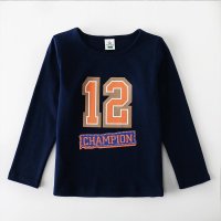 2016夏季新款男童纯棉长袖T恤藏青色数字印花FS127103