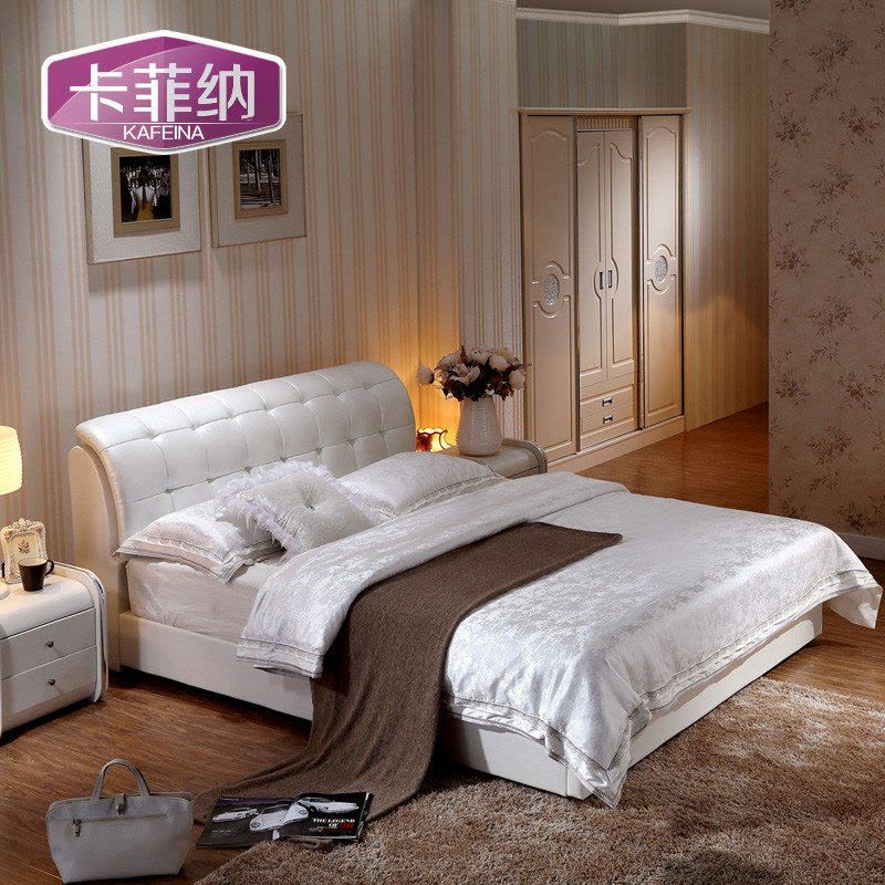 卡菲纳Card fina 皮床 简约现代皮艺床 卧室家具组合 床 双人床 1.8米/1.5米真皮床 婚床 皮质软床图片