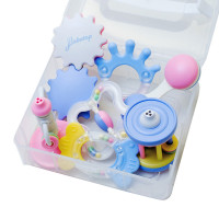 韩国原装进口婴儿玩具 摇铃礼盒7件套 牙胶咬胶手摇铃玩具组合套装0-2岁益智摇铃玩具