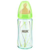德国NUK宝宝宽口径不带柄葫芦型奶瓶新生儿婴儿玻璃彩色玻璃奶瓶40.745.702绿色