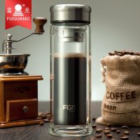 富光双层玻璃杯男女创意水杯过滤带盖杯子便携泡茶杯 WFB1017-320