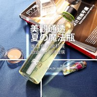 富光玻璃杯透明带盖水瓶可爱花茶杯男女士水杯创意便携杯子 WFB5001-500