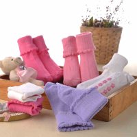 三助A类儿童纯棉袜夏季薄款1-2岁新生女宝宝地板袜女宝宝花边袜子