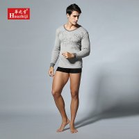 华之吉男士时尚内衣秋冬季竖条纹印花保暖打底衫男式薄款单件秋衣