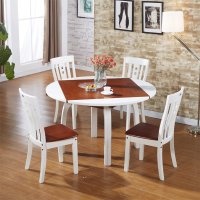 乐庭家具 实木餐桌餐椅套装 伸缩折叠餐桌椅组合 橡胶木餐桌 方桌变圆桌 一桌四椅 配送安装