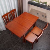 乐庭家具 餐桌 实木餐桌椅套装 伸缩折叠餐桌 橡胶木餐桌 多功能饭桌 餐桌 配送安装 乐庭家具 餐桌