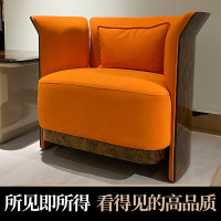 现代轻奢单人沙发别墅客厅真皮休闲单椅简约港式书椅高端