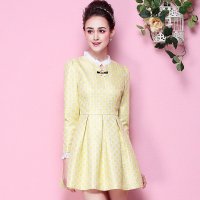 爽姿丽人2015秋装新品女复古时尚淑女装小清新甜美气质连衣裙长袖