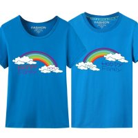 承翼 新款短袖T恤女士情侣装夏装 休闲修身韩版潮男女半袖衫大码印花 彩虹