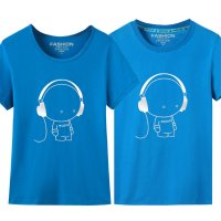 承翼 新款短袖T恤女士情侣装夏装 休闲修身韩版潮男女半袖衫大码印花 耳机