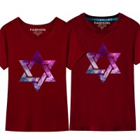 承翼 新款短袖T恤女士情侣装夏装 休闲修身韩版潮男女半袖衫大码印花 星空五星