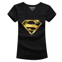 承翼 新款短袖T恤女士情侣装夏装 休闲修身韩版潮男女半袖衫大码印花 烫金-超人