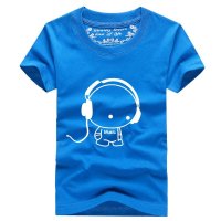 承翼 新款短袖T恤女士情侣装夏装 休闲修身韩版潮男女半袖衫大码印花 BN-耳机