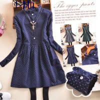 卜柘2015大码女装秋装长袖连衣裙宽松上衣