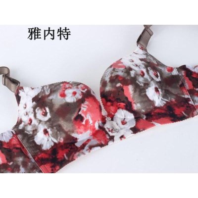 雅内特2015新款中国风红水墨花无钢圈文胸套装JB12760#3553