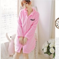 新款女士法兰绒中长款开衫睡袍睡裙睡衣DB1229#6070