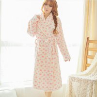 爱心可爱公主珊瑚法兰绒系绳睡袍家居睡衣DB1245#6069