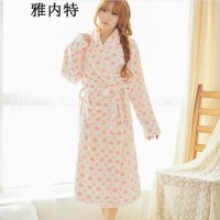 雅内特2015爱心可爱公主珊瑚法兰绒系绳睡袍家居睡衣DB1245#6069