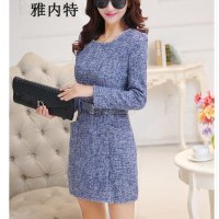 雅内特2015新款时尚百搭修身呢料连衣裙女NC0950#1853