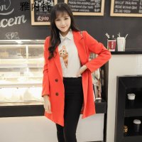 雅内特2015秋双排扣子风衣小西服宽松中长款女装D12290#2011