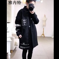 雅内特2015新款新款字母印花呢料BF风帅气工装外套