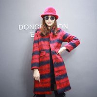 女装新款欧版拉毛条纹呢料大衣外套女BRC102299#076
