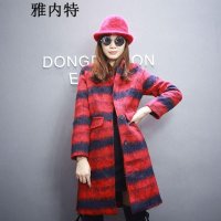 雅内特2015女装新款欧版拉毛条纹呢料大衣外套女BRC102299#076
