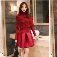 新款加厚中长款打底裙时尚套裙连衣裙女B42365#909