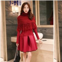 卜柘2015新款加厚中长款打底裙时尚套裙连衣裙女B42365#909