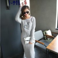 卜柘2015绣花毛线工艺腰绳花边领毛线连衣裙女BR202985#10464