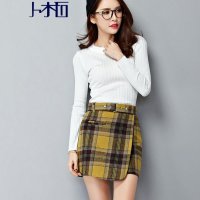 卜柘2015英伦格子呢子半身裙加厚A字裙包臀裙B50935#9315