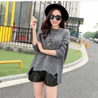 新款时尚百搭圆领女韩版宽松套头针织衫B31542#8163