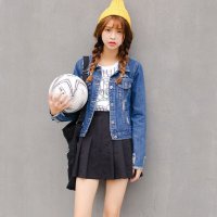 秋装新款宽松BF风短款长袖夹克衫牛仔外套女