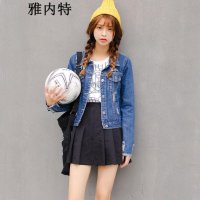 雅内特秋装新款宽松BF风短款长袖夹克衫牛仔外套女