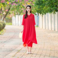 女装新款中国风古典改良汉服大红色仙女裙连衣裙女