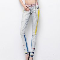 新款女装 女士中腰休闲裤牛仔裤大码铅笔裤靴裤女