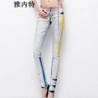 雅内特新款女装 女士中腰休闲裤牛仔裤大码铅笔裤靴裤女