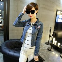 春季女短款长袖弹力修身韩版夹克上衣百搭潮牛仔外套