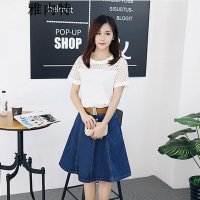 雅内特女装牛仔短裙半身裙伞裙四季款 送腰带