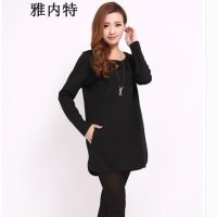 雅内特胖MM大码女装春新款圆领长袖显瘦中长款连衣裙女