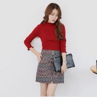 新款格纹大码半身裙复古英伦风A字裙大口袋JMZA00337#1616