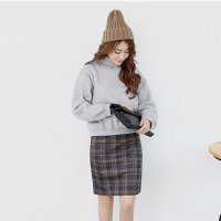 英伦风格子半身裙大码格子包裙通勤JMZA00336#1610