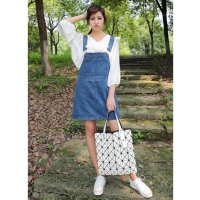 2016女装新款学院风百搭修身牛仔背带裙