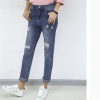 2016春装新款韩版女装水洗磨破宽松显瘦牛仔裤