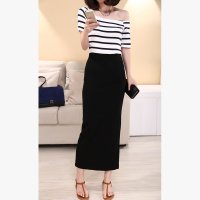 2016女装松紧腰包臀高腰后开叉一步裙半身裙