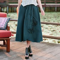 2016新款民族风棉麻立体手摇绣花半身裙